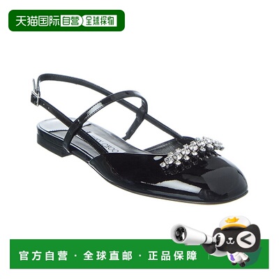 自营 Jimmy Choo Belinda专利吊带芭蕾舞女平底鞋-黑色 美国奥莱