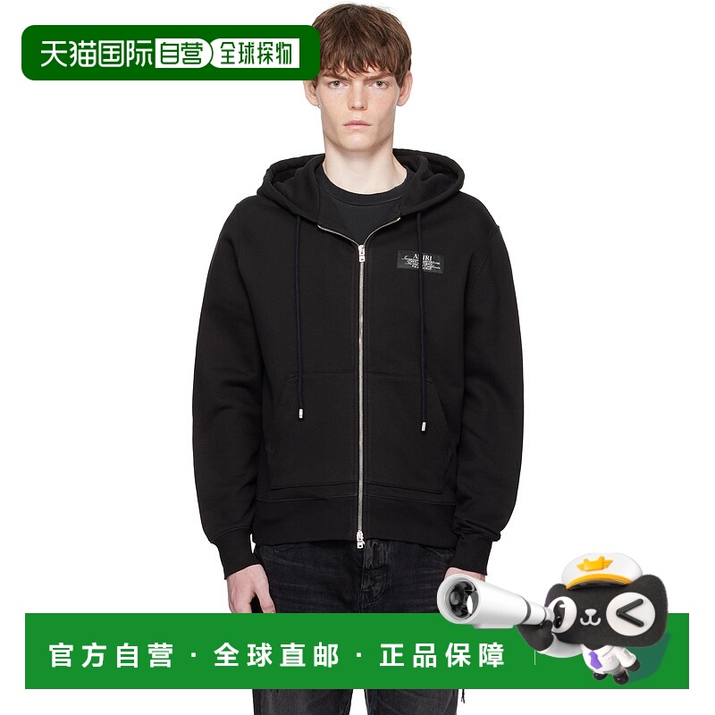 1h可退 香港直邮潮奢 AMIRI 男士 黑色 Spirit Zip 连帽衫 AMJYHD