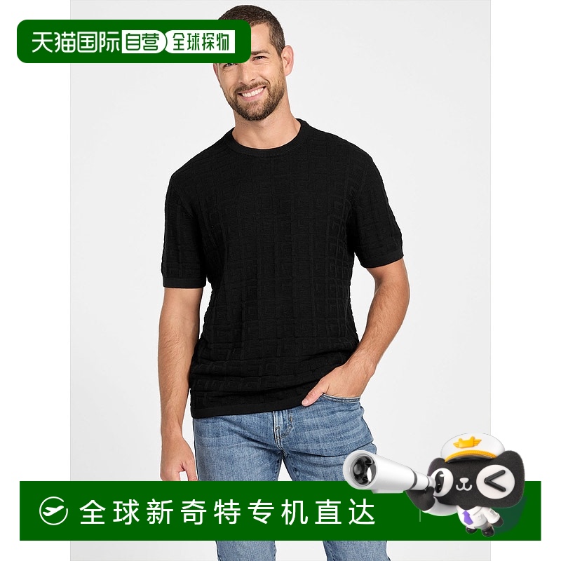 自营 guess生态Aurelio标志T恤-黑色 【美国奥莱】直发