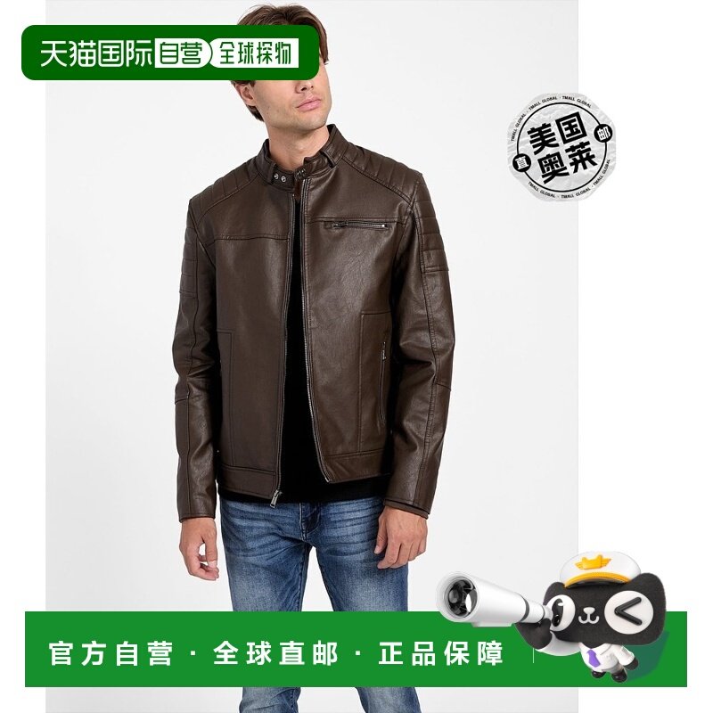 guessDavino 仿皮连帽摩托夹克 - 可可豆 【美国奥莱】直发经典