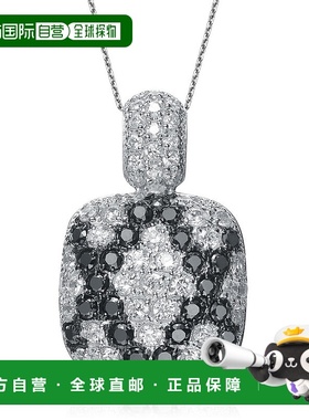 自营 geneviveGv 纯银白色和黑色方晶锆石吊坠 - 黑色 美国奥莱直