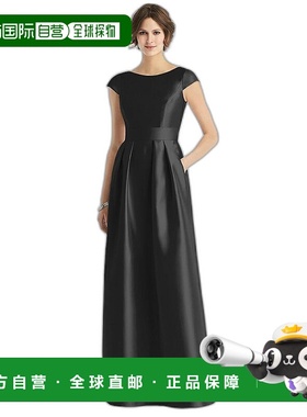 【美国直邮】alfred sung 女士 连衣裙缎面露肩女款百褶裙长裙