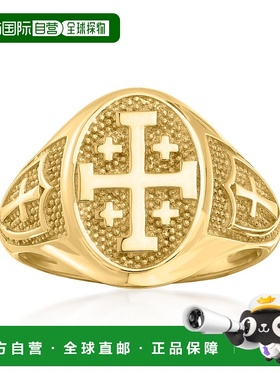 自营 Ross-Simons 14kt Yellow Gold Multi-Cross Signet Ring ye