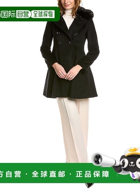 自营Via Spiga双排扣羊毛混纺外套-黑色 美国奥莱直发