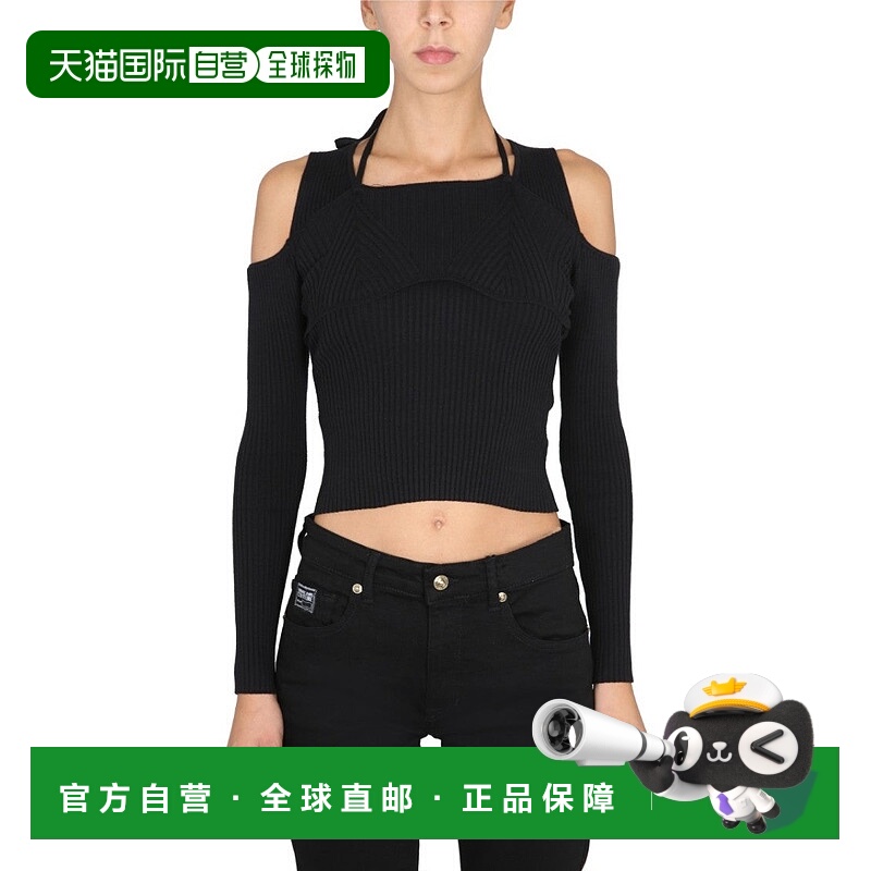 自营versace jeans coutureFitted Ribbed Knit Top 美国奥莱直发