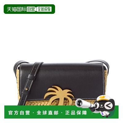 自营Palm Angels Palm Bridge Raffia & Leather Crossbody - bla