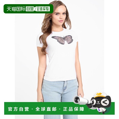 自营 guessEco Tullia Butterfly Tee - pure white 美国奥莱直发