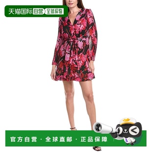 美国奥莱直发新款 自营 粉红色 Liv褶皱迷你连衣裙 Milly