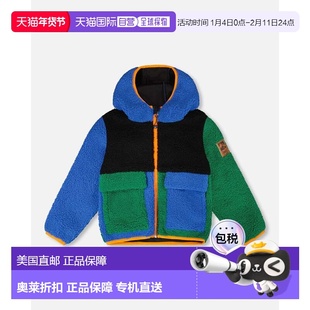 自营deux par deuxLong Sleeve Sherpa Jacket Blue Colorblock -