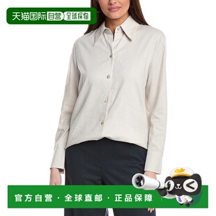 Vince 美国奥莱直发长袖 休闲纽扣式 米色 亚麻混纺衬衫 自营