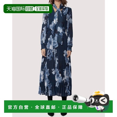 自营 lost + wander约瑟芬 马西蓝灰色花朵连衣裙-蓝灰色花朵 美