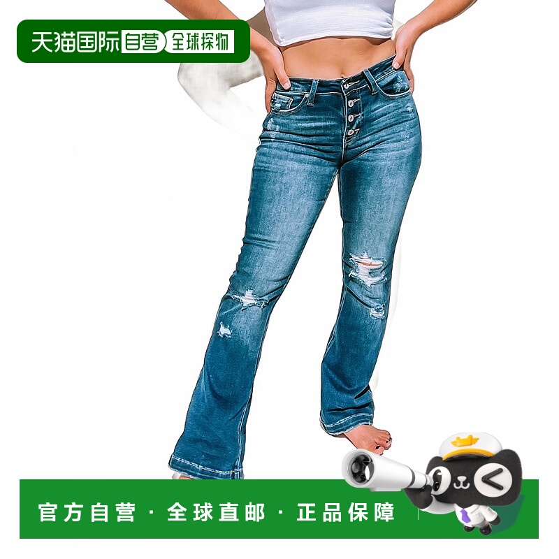 自营kancan中腰喇叭裤-娇小的蓝色-蓝色 美国奥莱直发