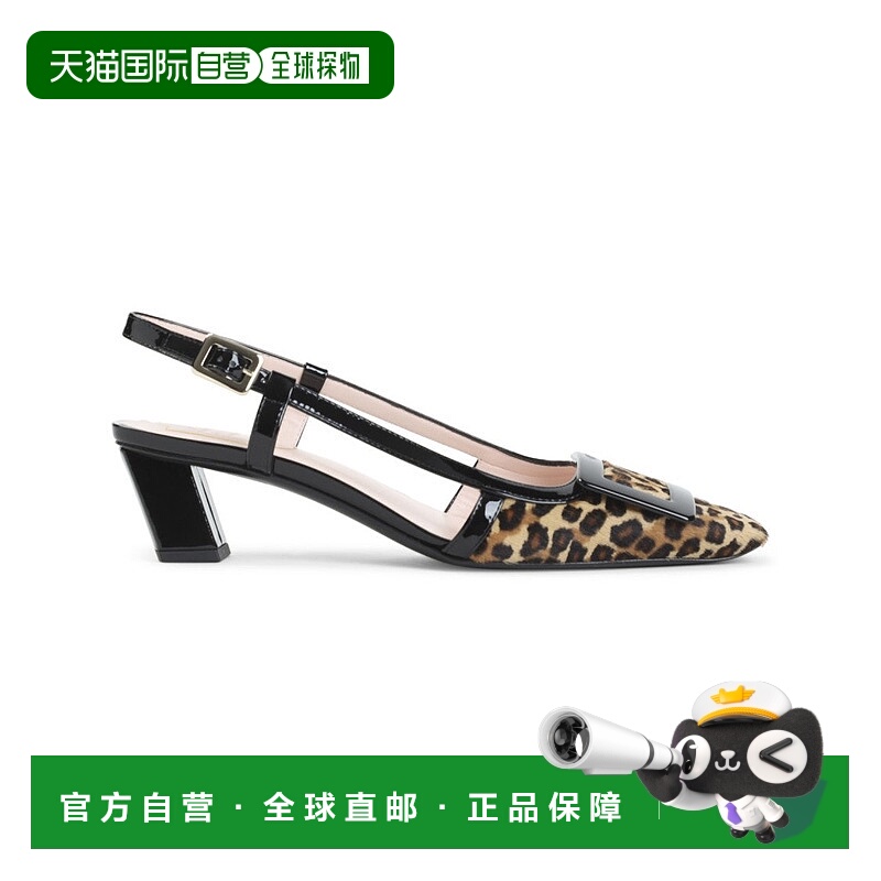 自营roger vivierLeopard Print Calf Hair Slingback Pumps - bl