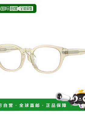 自营 Burberry眼镜圆形全缘，透明黄色镜架和透明演示镜片镜片Be2