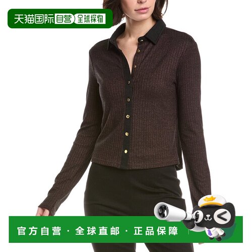 自营rag & bone The Knit Contrast Polo Sweater - brown 美国奥