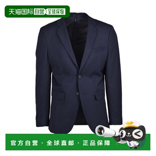 自营selected合身剪裁的蓝色夹克，搭配双扣门襟和缺角型翻领-蓝