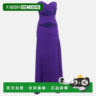 自营Tadashi Shoji Purple Sequin Jersey Pleated Strapless Gow