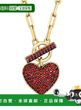 自营Ross-Simons Garnet Heart Toggle Necklace in 18kt Gold Ov
