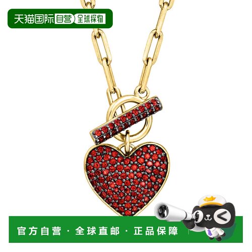自营Ross-Simons Garnet Heart Toggle Necklace in 18kt Gold Ov