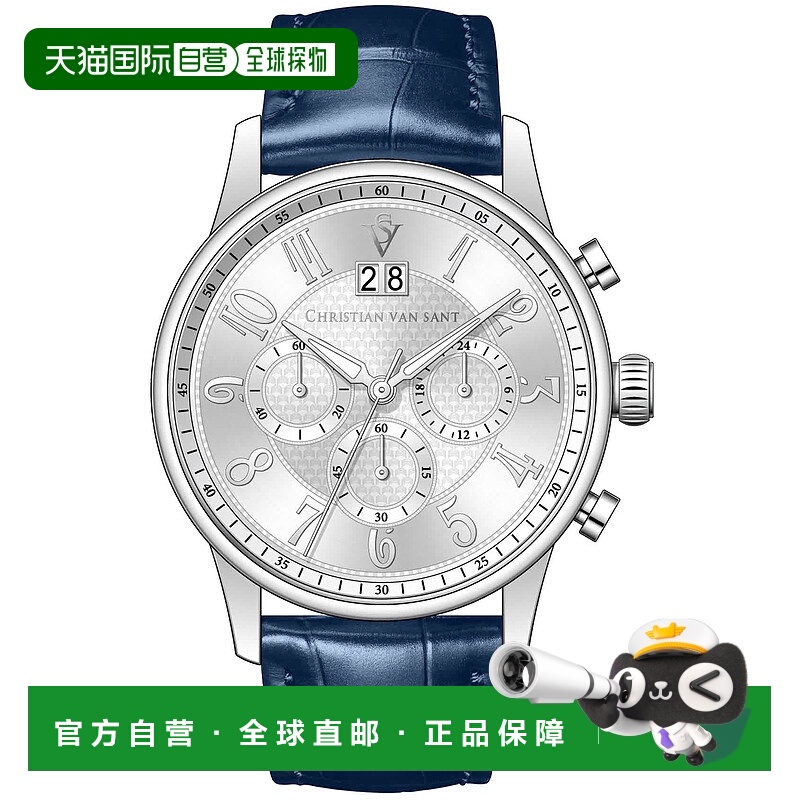自营Christian Van Sant男士传统银色表盘手表-银色 美国奥莱直发
