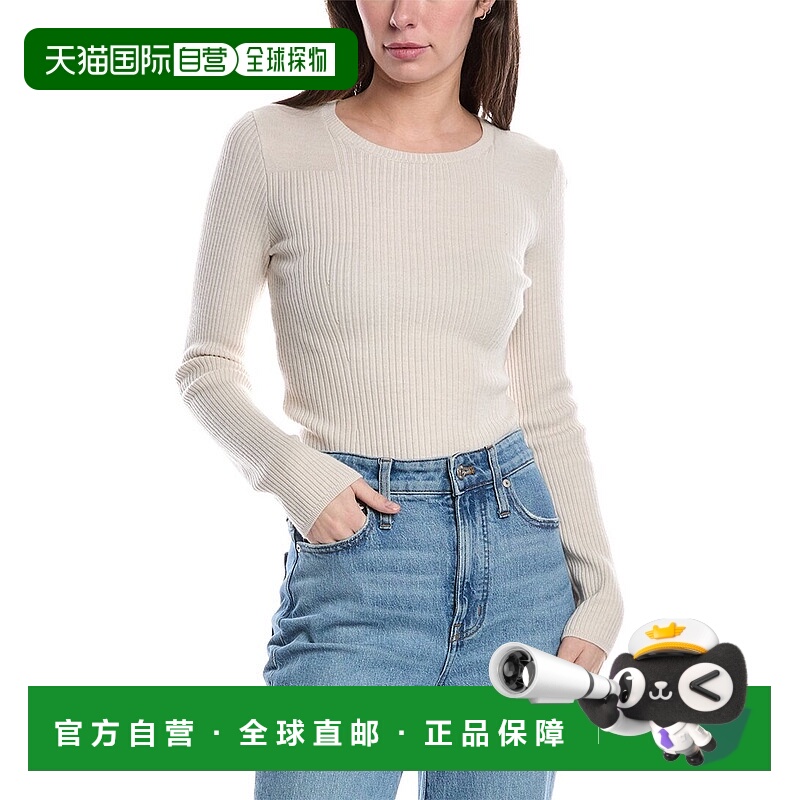 自营rag & bone碎骨奥德里娜圆领羊毛混纺毛衣-米白色 美国奥莱直