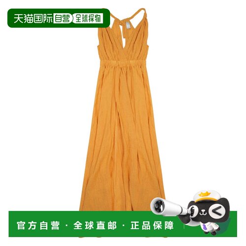 自营120% lino收腰v领无袖中长款连衣裙-橙色 美国奥莱直发