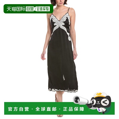 自营rag & bone Ann Embroidered Slip Dress - black 美国奥莱直