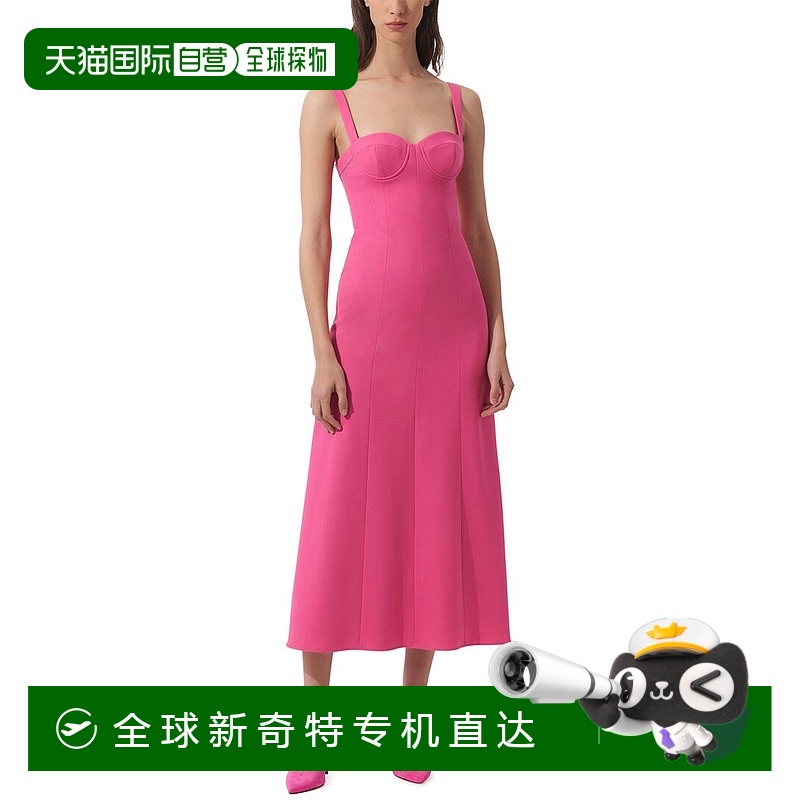 自营 Carolina Herrera细肩带丰满羊毛混纺迷笛连衣裙-红色 【美