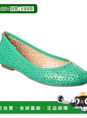 自营 french sole法国鞋底Leyla激光切割皮革平底鞋-绿色 美国奥