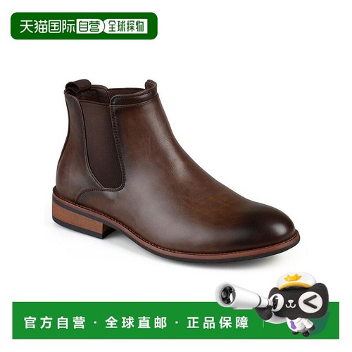 自营vance co.Landon 男式人造皮革弹力切尔西靴 - 棕色 美国奥莱