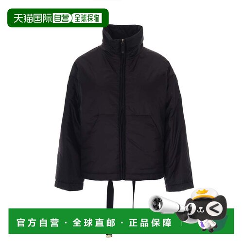 自营max mara带衬垫的短夹克，搭配高领和商标抽绳-黑色 美国奥莱