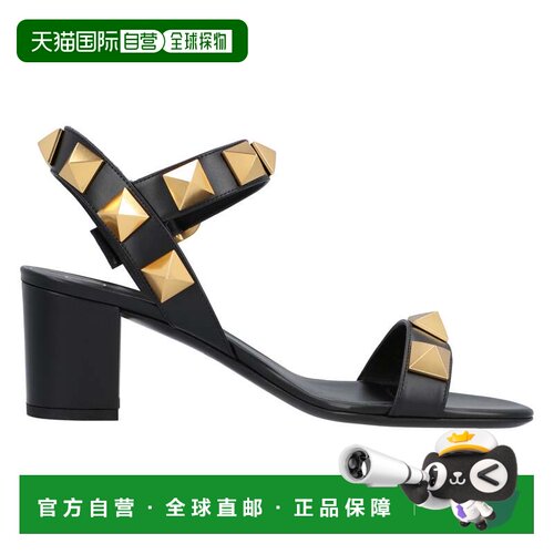 自营valentinoRoman Stud Calfskin Sandal - black 美国奥莱直发