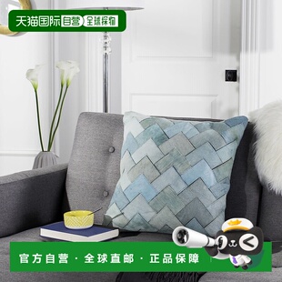 自营 Safavieh Draper 牛皮枕头 - 蓝绿色 美国奥莱直发