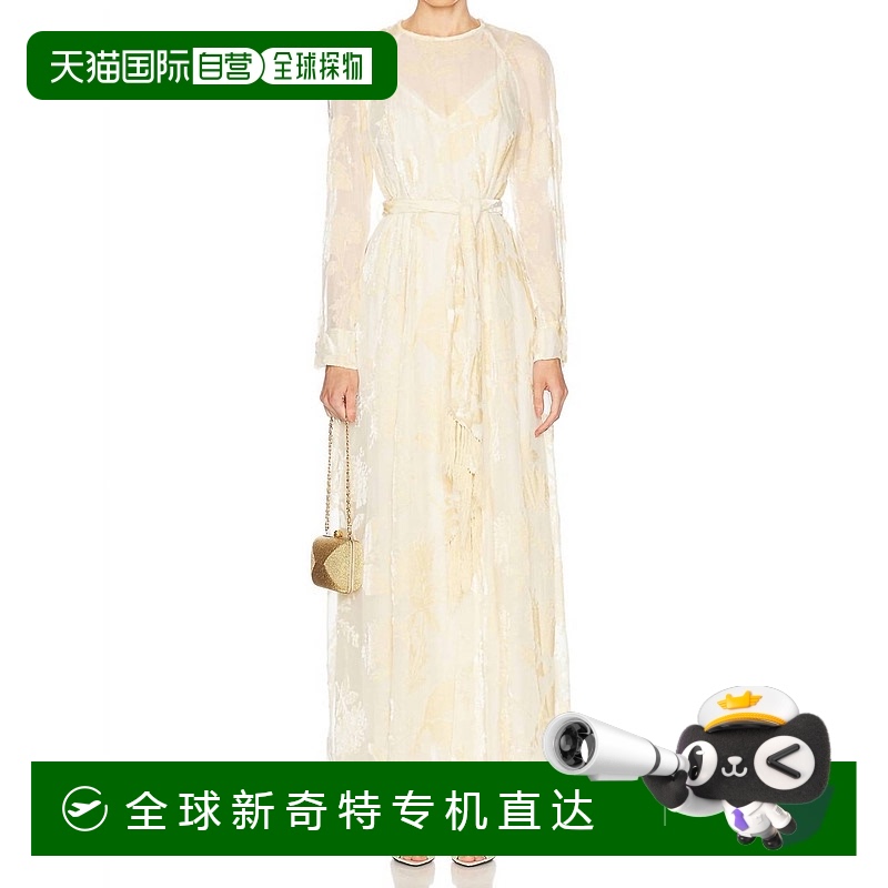 自营 zimmermann奶油色的Burnout Sheath Midi连衣裙【美国奥莱