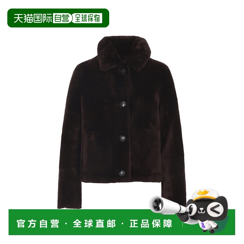 自营yves salomonDeep Grenat Lamb Shearling Jacket With Point