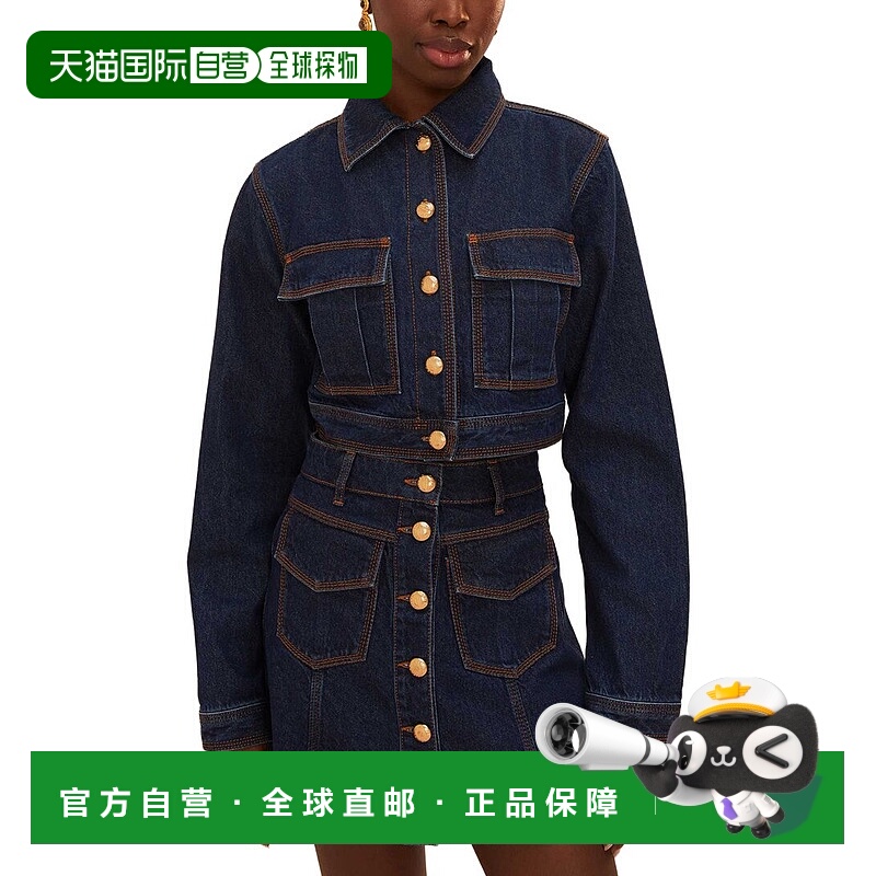 自营Farm Rio Cropped Denim Jacket - blue 美国奥莱直发
