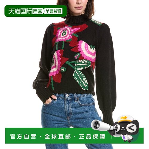 自营Farm Rio Bold彩色花朵针织羊毛混纺毛衣-红色 美国奥莱直发