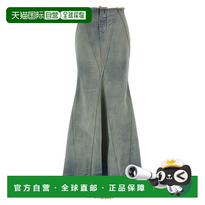 自营off-whiteStonewashed Cotton Denim Maxi Skirt - grey 美国