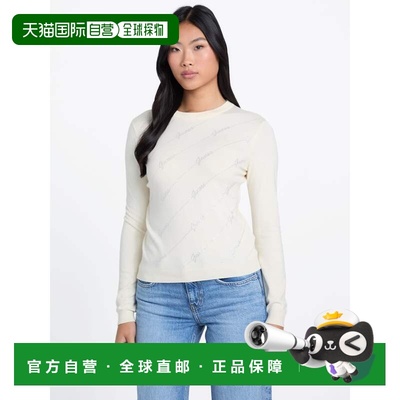 自营guessPeggy Rhinestone Logo Sweater - creme brulee 美国奥