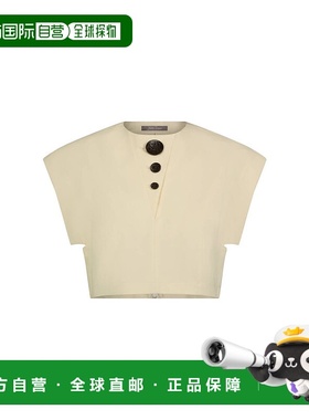 自营lela rose女式Henley细节露脐奶油色上衣 美国奥莱直发