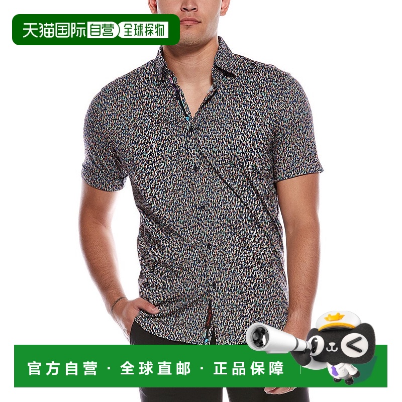 自营 Robert Graham Ritter定制合身针织衬衫-蓝色 美国奥莱直发