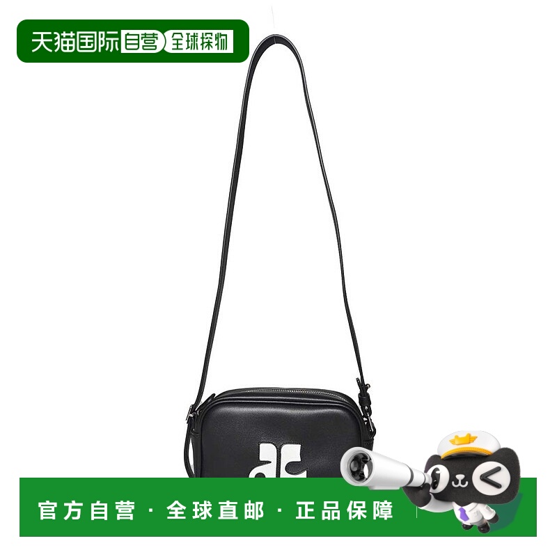 自营courregesReedition Black Leather Shoulder Bag - black 美