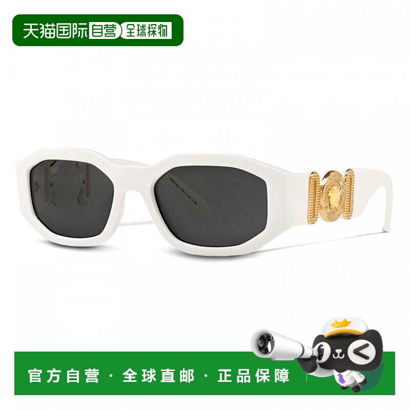 自营Versace太阳镜塑料黑色W/深灰色-白色 美国奥莱直发范思哲