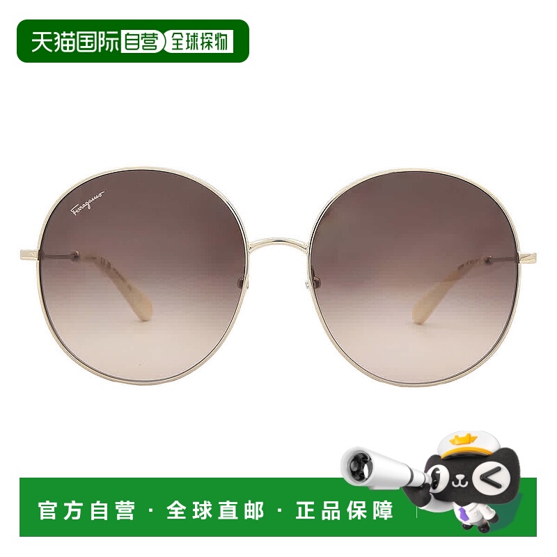 自营Salvatore Ferragamo Brown Gradient Round Ladies Sunglass