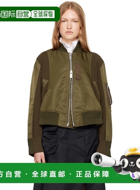 1h可退 香港直邮潮奢 Sacai 女士 绿色拼接飞行员夹克 2407383