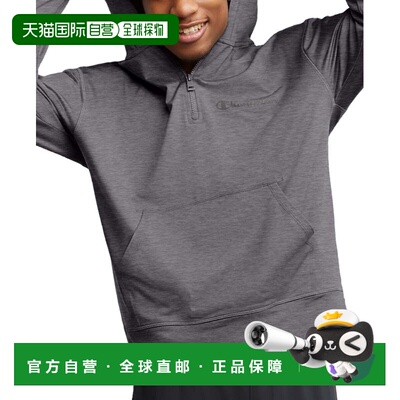 自营Champion Men's Quarter Zip Fitness Hoodie - grey 美国奥