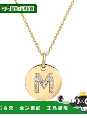 自营Suzy Levian 黄色纯银立方氧化锆字母首字母圆盘吊坠 - 黄色