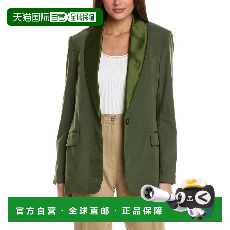 自营3.1 Phillip Lim 披肩翻领羊毛混纺西装外套 - 绿色 美国奥莱