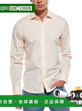 自营Robert Talbott Reynolds Linen-Blend Shirt - orange 美国