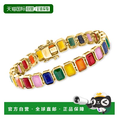 自营Ross-Simons Bezel-Set Multi-Gemstone Bracelet in 18kt Go